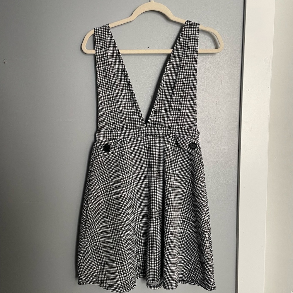 plaid overall dress